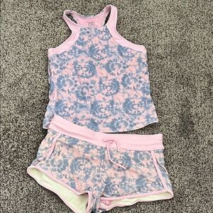 Athleta Girl Pink Tie Die Tankini Set